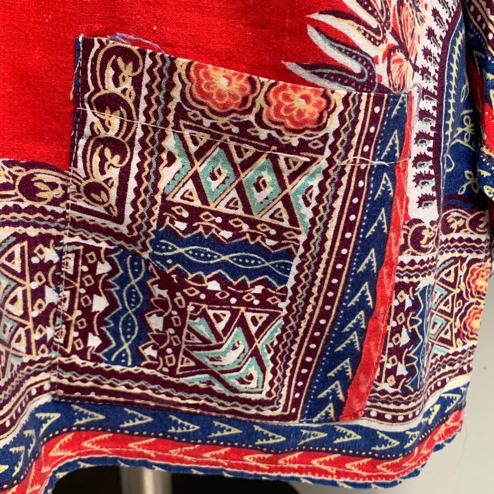 Red Boho Pattern Pullover Shirt - Picture 6 of 6